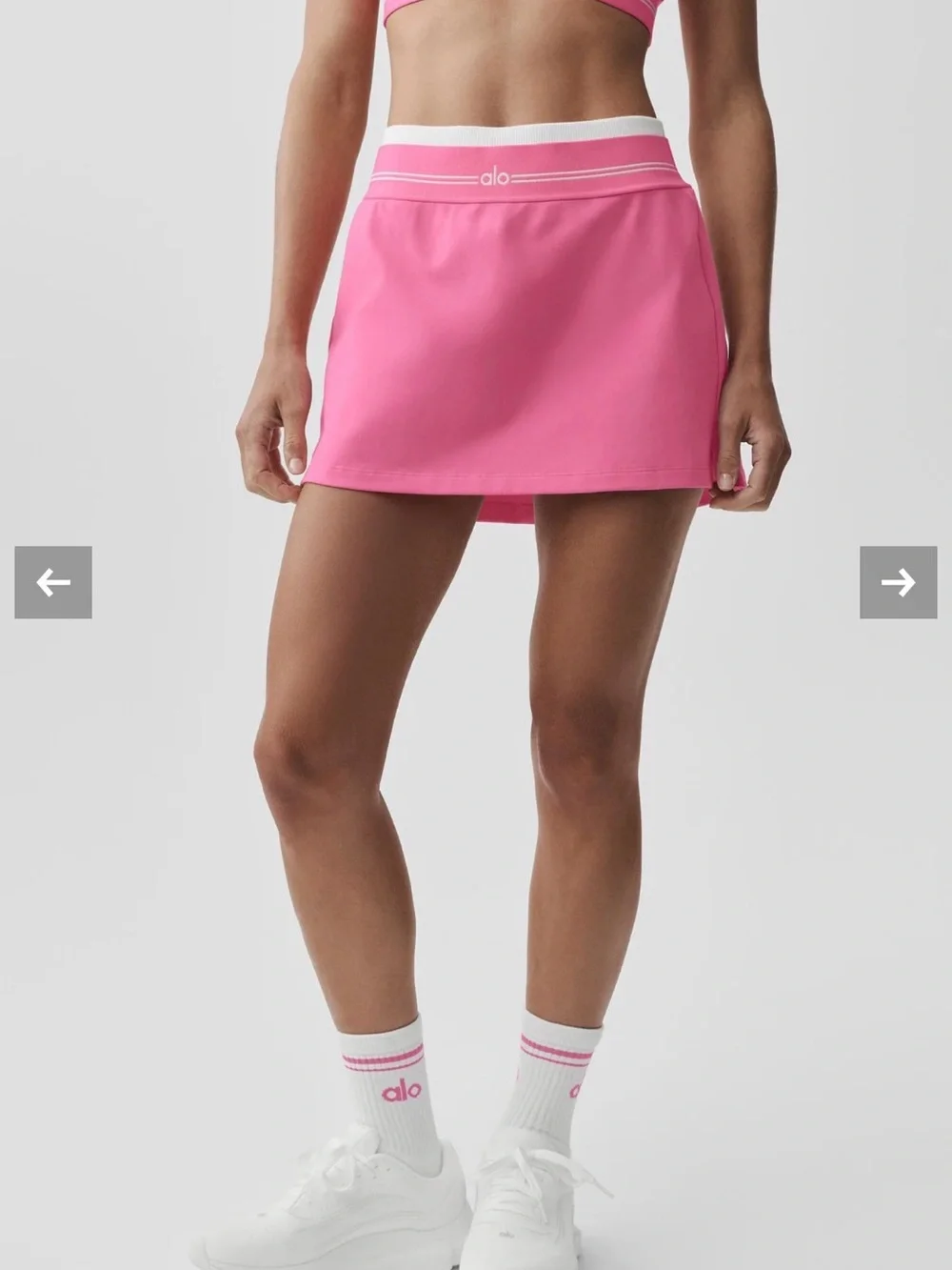 ALO Yoga Airbrush Better Together Tennis Skirt XS Paradise Pink/White NWT